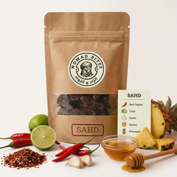صهد - Sahd Beef Jerky - ingredient board clean white background
